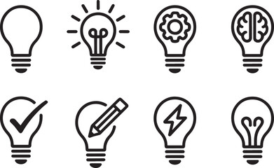 Simple Light Bulb Icon Vector Illustration Representing Idea Generation and Conceptual Thinking Process © lok0077