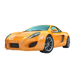 Vivid orange sports car, front view, glossy finish