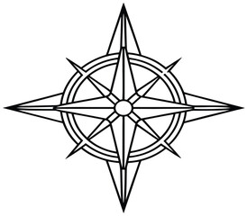 Fototapeta premium Compass rose star on black background vector illustration for a nautical map design