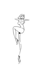 Beautiful woman dancing black and white vector illustration elegant graceful artistic silhouette design