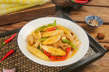 Stir-Fried Pork with Bamboo Shoots Asian Cuisine Traditional Chinese Food Photography