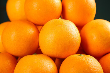 Fresh Navel Orange Display - Sweet Citrus Fruits Arranged for Summer Healthy Eating and Nutrition Concepts