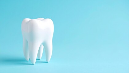 Single White Tooth Model on Light Blue Background