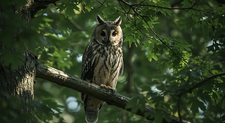Obraz premium Owl perched on branch