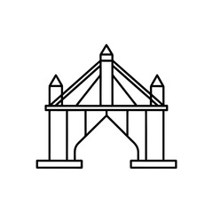 Outline drawing of a bridge on transparent background
