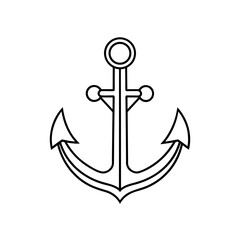 Simple outline drawing anchor on transparent background