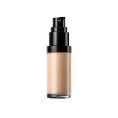 A light beige liquid foundation in a black and clear pump bottle