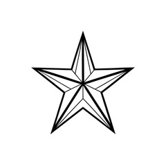 Fototapeta premium Outlined five pointed star art on transparent background