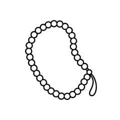 Outline drawing of prayer beads on transparent background
