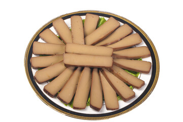 Chinese Smoked Tofu Platter with Fresh Herbs - Traditional Asian Cuisine Presentation