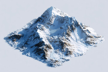 Snowy mountain peak, isometric view