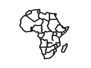 Africa Map Icon in Modern Minimal Vector Linework