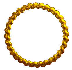 Golden circle chain border on png transparent background.