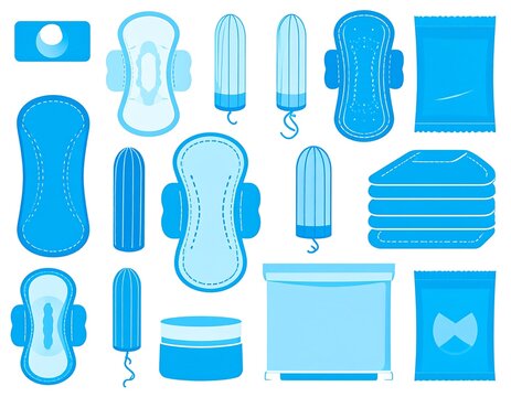 Various light-blue feminine hygiene products