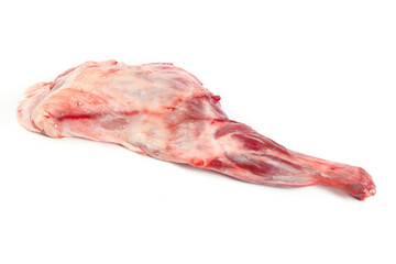 Raw Lamb Leg Hind Quarter on White Background Fresh Meat Cut