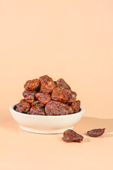 Bowl of Dried Dates Sweet Fruit Snack Food Ingredient
