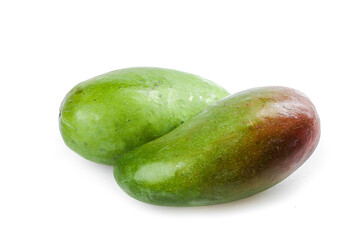 Fresh Green Mangoes from Guangxi China Isolated on White Background