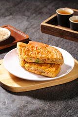 Traditional Five-Kernel Mooncakes with Tea - Authentic Chinese Mid-Autumn Festival Dessert with Strong Old-Fashioned Flavor