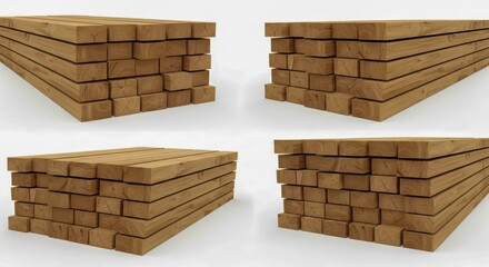 Stack of Wooden Lumber Planks Ready for Construction and Carpentry Projects