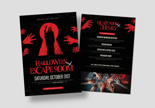 Halloween Escape Room Flyer Template