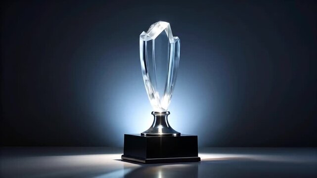 Elegant Crystal Trophy Under Spotlight