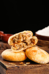 Traditional Chinese Mooncakes with Mixed Filling for Mid-Autumn Festival Holiday Celebration
