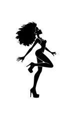 Beautiful woman dancing black and white vector illustration elegant graceful artistic silhouette design