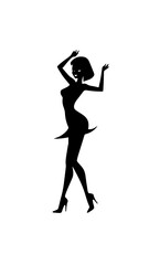Beautiful woman dancing black and white vector illustration elegant graceful artistic silhouette design