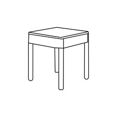A clean, simple line drawing of a square side table.