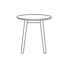 A clean line drawing of a round side table.