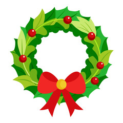christmas wreath with holly berries