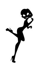 Beautiful woman dancing black and white vector illustration elegant graceful artistic silhouette design