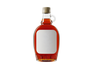 Maple syrup container. Feel free to insert your own label or text. Set against a white backdrop.
