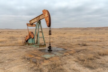 Fototapeta premium Focused oil extraction and refining process in petroleum industry