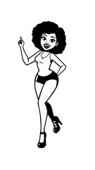 Beautiful woman dancing black and white vector illustration elegant graceful artistic silhouette design