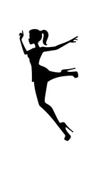 Beautiful woman dancing black and white vector illustration elegant graceful artistic silhouette design