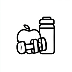 Outline health and fitness icon, representing wellness and exercise, with copy space