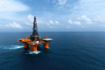 Obraz premium Industrial oil rig and drilling equipment on ocean waters