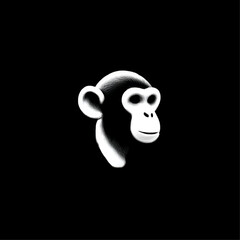 Stylized monkey head logo in black and white, representing intelligence and agility, with copy space