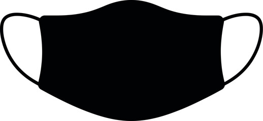 Simple black face mask front view minimalist graphic clean design element for healthcare and protection vector