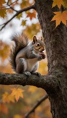 Squirrel holding an acorn