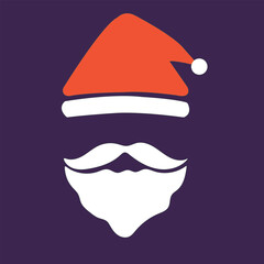 Minimal Santa Claus hat and beard Christmas illustration