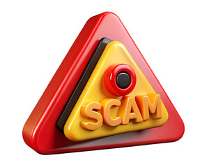 Scam warning sign red and yellow