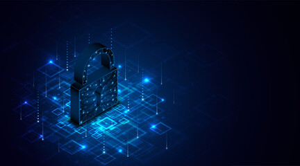 Lock icon. Cyber ​​security and data protection concepts and privacy. Innovative concept of advanced safety technology	