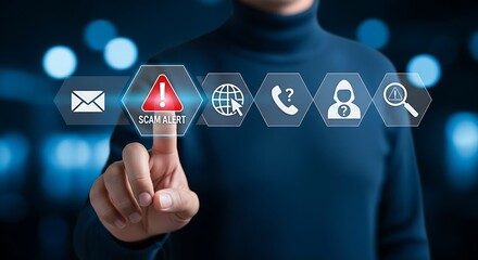 Cyber Security Alert Digital Interface With Icons