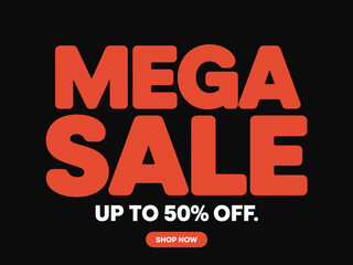 Mega sale up to 50% off vibrant graphic for promotions and discounts