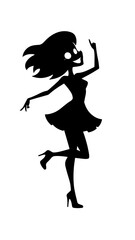 Beautiful woman dancing black and white vector illustration elegant graceful artistic silhouette design