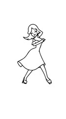 Beautiful woman dancing black and white vector illustration elegant graceful artistic silhouette design