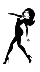 Beautiful woman dancing black and white vector illustration elegant graceful artistic silhouette design