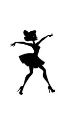 Beautiful woman dancing black and white vector illustration elegant graceful artistic silhouette design